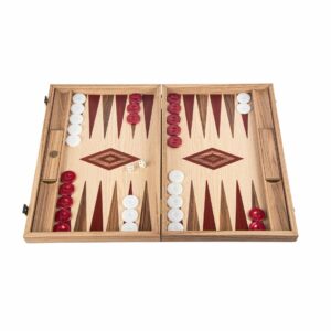 Backgammon en Noyer et Chêne Americain Rouge