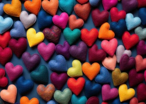 Puzzle 500 pièces : Coeurs multicolores