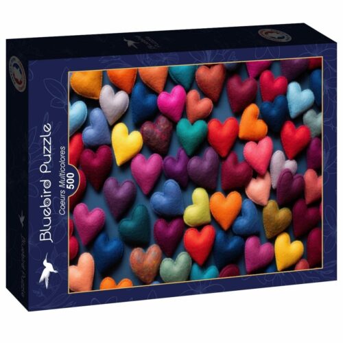 Puzzle 500 pièces : Coeurs multicolores