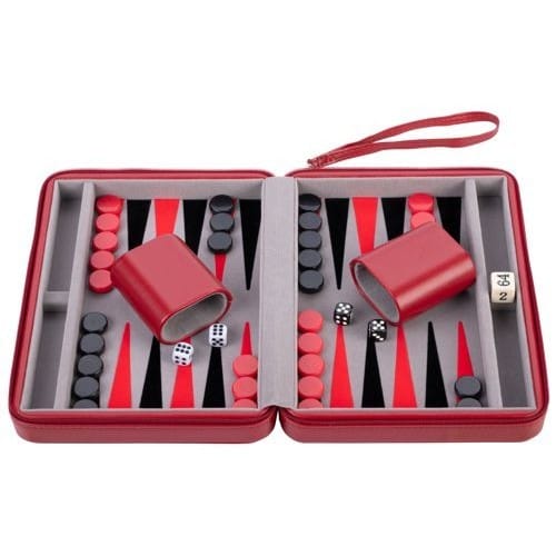 Backgammon de voyage Rouge