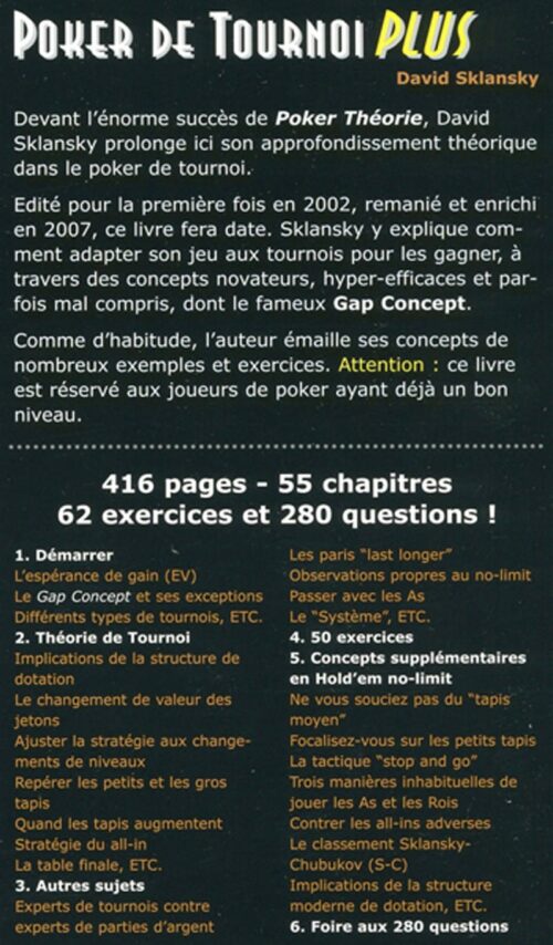 SLANSKY - Poker de tournoi plus