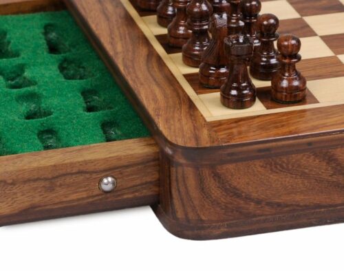 Wooden chessboard with drawer