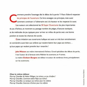 Watson, Burgess - Les Ouvertures d'échecs pour les enfants